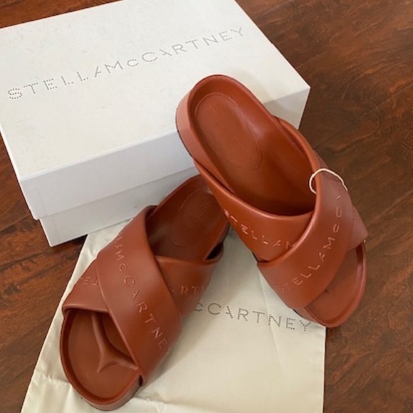 Stella McCartney Signature Logo Alter Mat Sandals Sierra Color Size 39 (US 9) - Picture 1 of 12